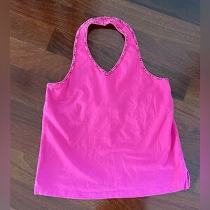 Land’s End Big Girls Halter Top Pink Beaded Shirt Size XXL 14 / 16